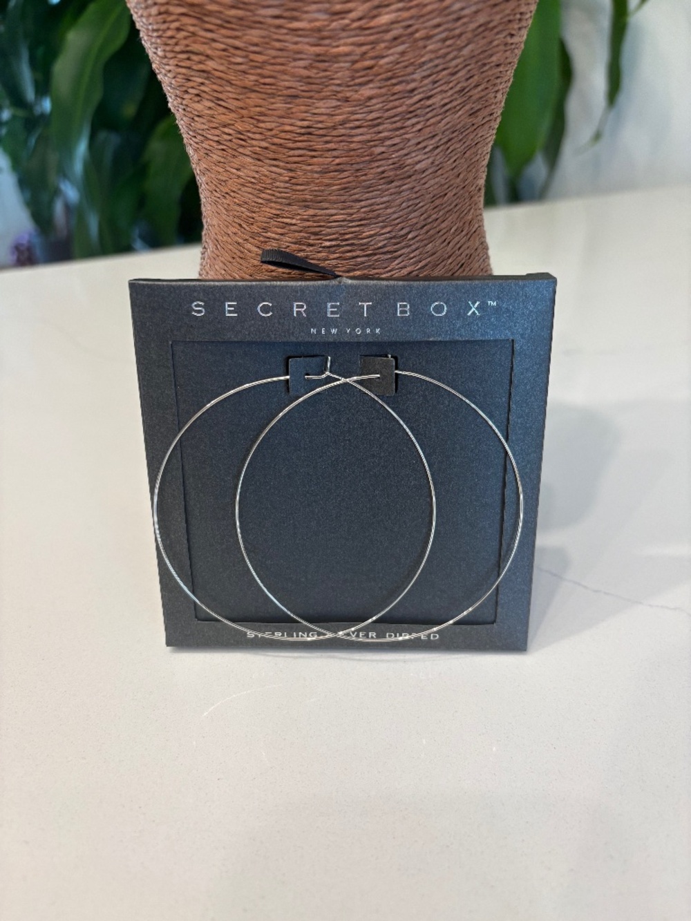 Secret Box _ Hoops Stealing Silver Dipped  3 inches